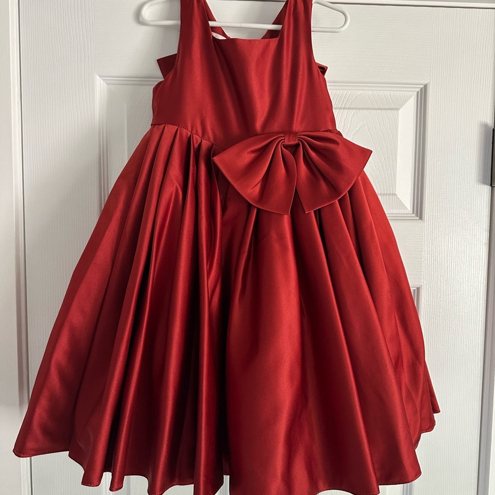 Elegant Rust Kids Dresses with Bow